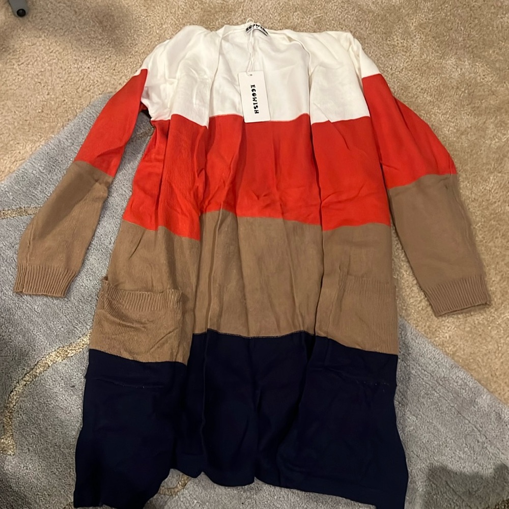 Ecowish open front striped cardigan